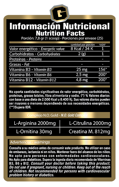 N.O. GOLD -  195 GRS -  GOLD NUTRITION